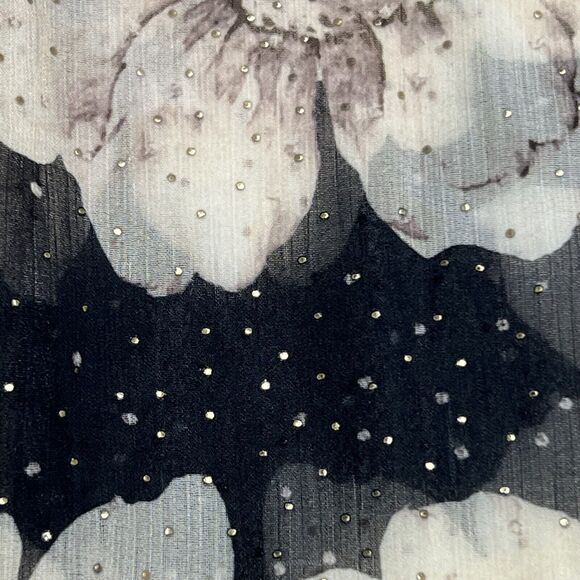 PAIGE Floral Sheer Tie Neck Blouse Women’s L Multi Romantic Swiss Dot - Picture 5 of 15